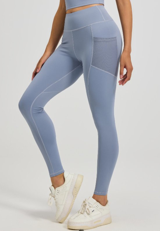 Nauwsluitende sportbroek - Hoogtaille Yoga broek met Zijzakken - Zachte en Rekbare Gemengde Stof,Ademend en Comfortabel - Skinny Fit met Elastische Taille - Geschikt voor Yoga, Fitness, Wandelen en Dagelijks Gebruik(Lichtblauw, maat XXXL) — afbeelding 5