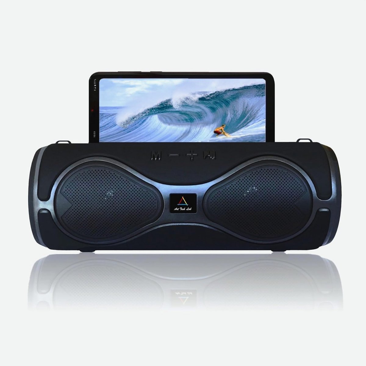 Moderne Bluetooth 5.0 luidspreker met LED verlichting, zwart - Draagbare luidspreker voor smartphones, tablets en laptops