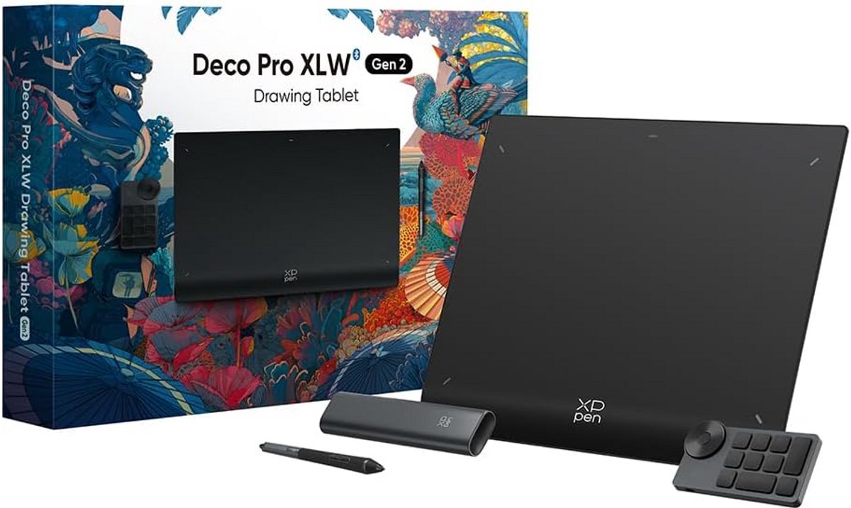 Grafisch tablet 15 inch - Digitale tekentablet met Bluetooth 5.0, 16K drukniveaus, voor Windows, macOS, Android en Linux