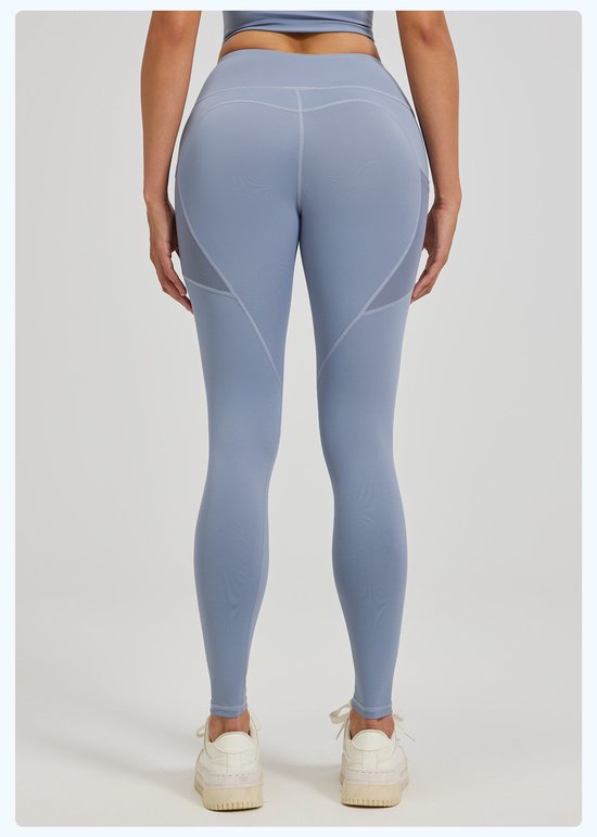 Nauwsluitende sportbroek - Hoogtaille Yoga broek met Zijzakken - Zachte en Rekbare Gemengde Stof, Ademend en Comfortabel - Skinny Fit met Elastische Taille - Geschikt voor Yoga, Fitness, Wandelen en Dagelijks Gebruik(Lichtblauw, maat L) — afbeelding 3