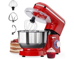 Quvo® Mixer met mengkom - Mixer - Mixer met mengkom keukenmachine - Rood - ‎39 cm x 24 cm x 32 cm
