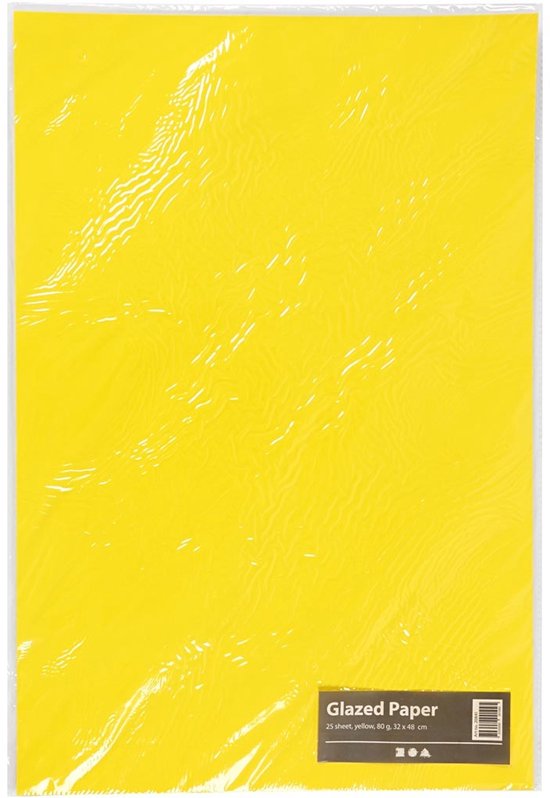 Papier brillant, feuille 32x48 cm, 80 gr, jaune, 25 feuilles