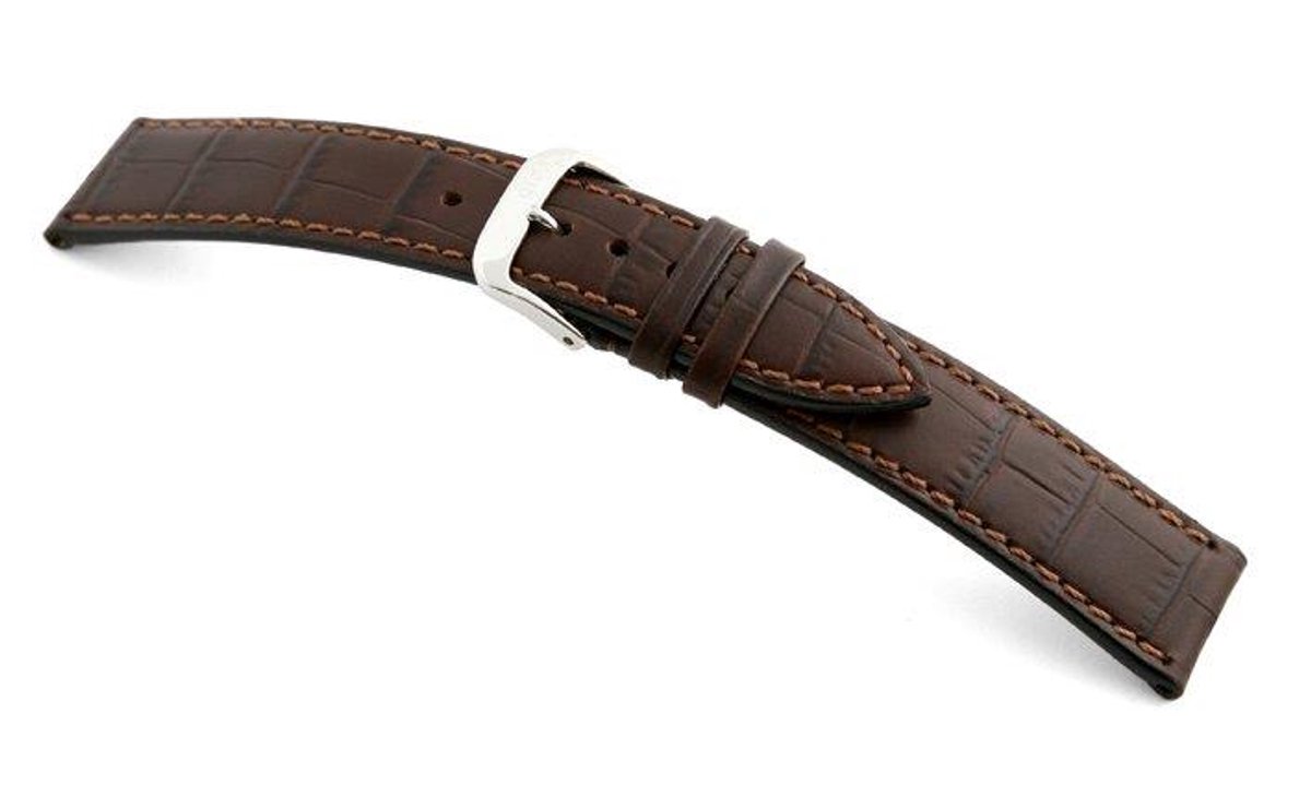 Lederband Tampa 20mm mokka met alligator print