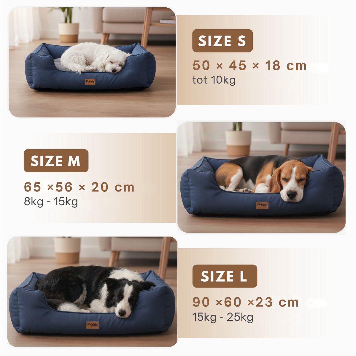 Pebble Hondenmand 65 x 56 cm Blauw - Orthopedische Hondenbed - Kattenmand - Hondenkussen - Dierenkussen - Voor kleine tot middelgrote honden – foto 3