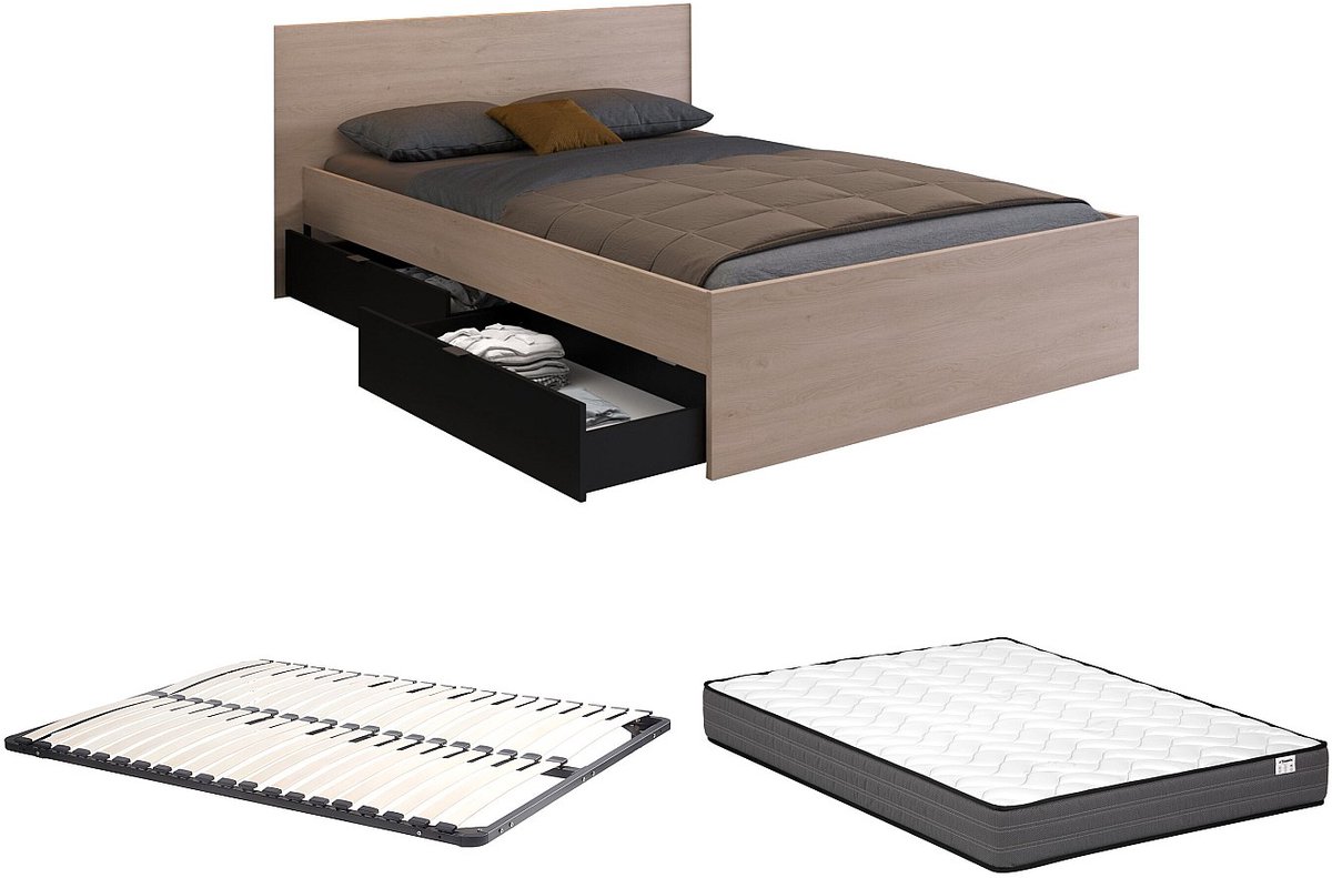 Vente-unique Bedframe hout natuurlijk licht 160 x 200 cm