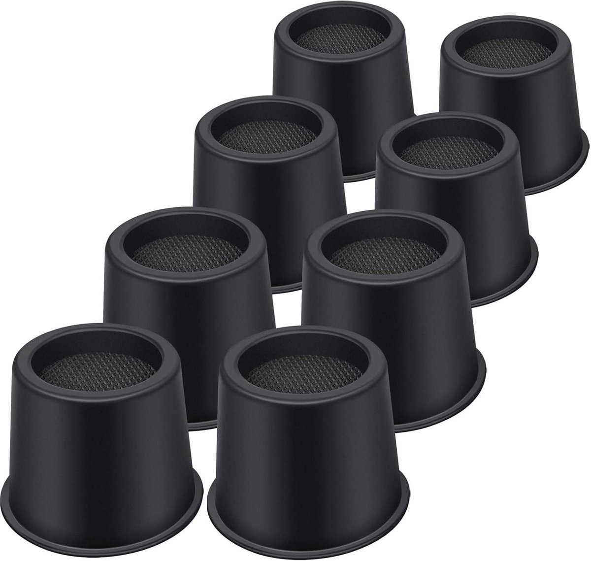 Meubelverhoger Set 10 cm – Stevige Ronde Bedverhogers voor Bed, Bank, Tafel & Bureau – Zware Last tot 3200 lbs per Stuk – 8-delig Zwart