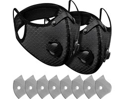 2 Stuks Herbruikbare Ademhalingsmasker - Met Actieve Koolstoffilters tegen Stof en Vervuiling - Ideaal voor Houtbewerking en Grasmaaien - zwart