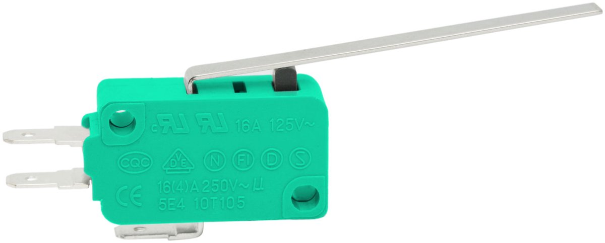 5x Microschakelaar KW3A SPDT Met Lange Hefboom - Micro Switch 4(16)A 250VAC / 125VAC - Snap Action Schakelaar Met 4,8x0,5mm Aansluitingen - Temperatuurbestendig Tot 85°C - Verkoopeenheid 5 Stuks [09012]