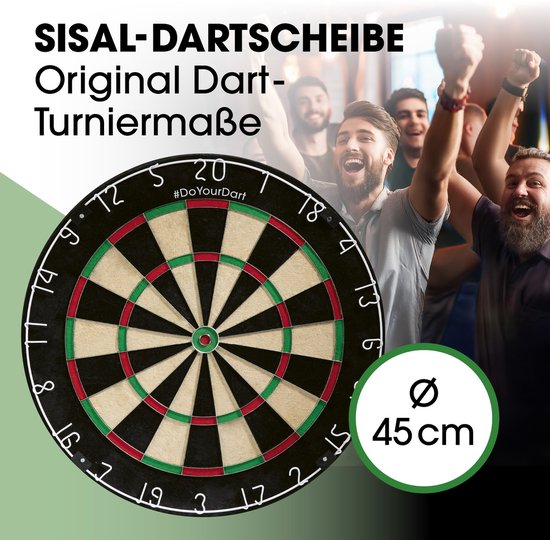 #DoYourDart dartbord - 6 dartpijlen - stalen dartpijlen incl. flight - complete dartset - sisal dartbord met dartrand - dartbord - zelfschietende Braziliaanse sisalvezels van DoYourDart — afbeelding 3