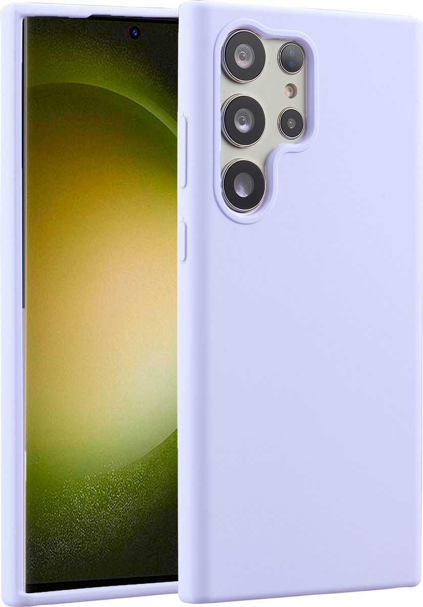 Accezz Hoesje Geschikt voor Samsung Galaxy S23 Ultra Hoesje Siliconen - Accezz Liquid Silicone Backcover - Paars