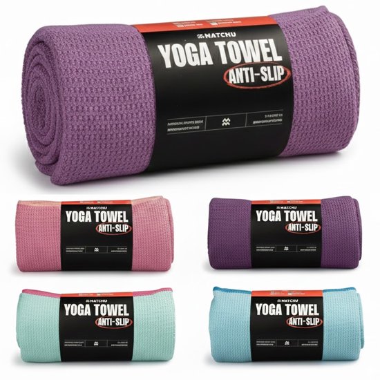 Matchu Sports - Yoga handdoek - Yoga handdoek anti slip - Yoga towel - 183 x 61 cm - Royal Purple van Matchu Sports — afbeelding 2