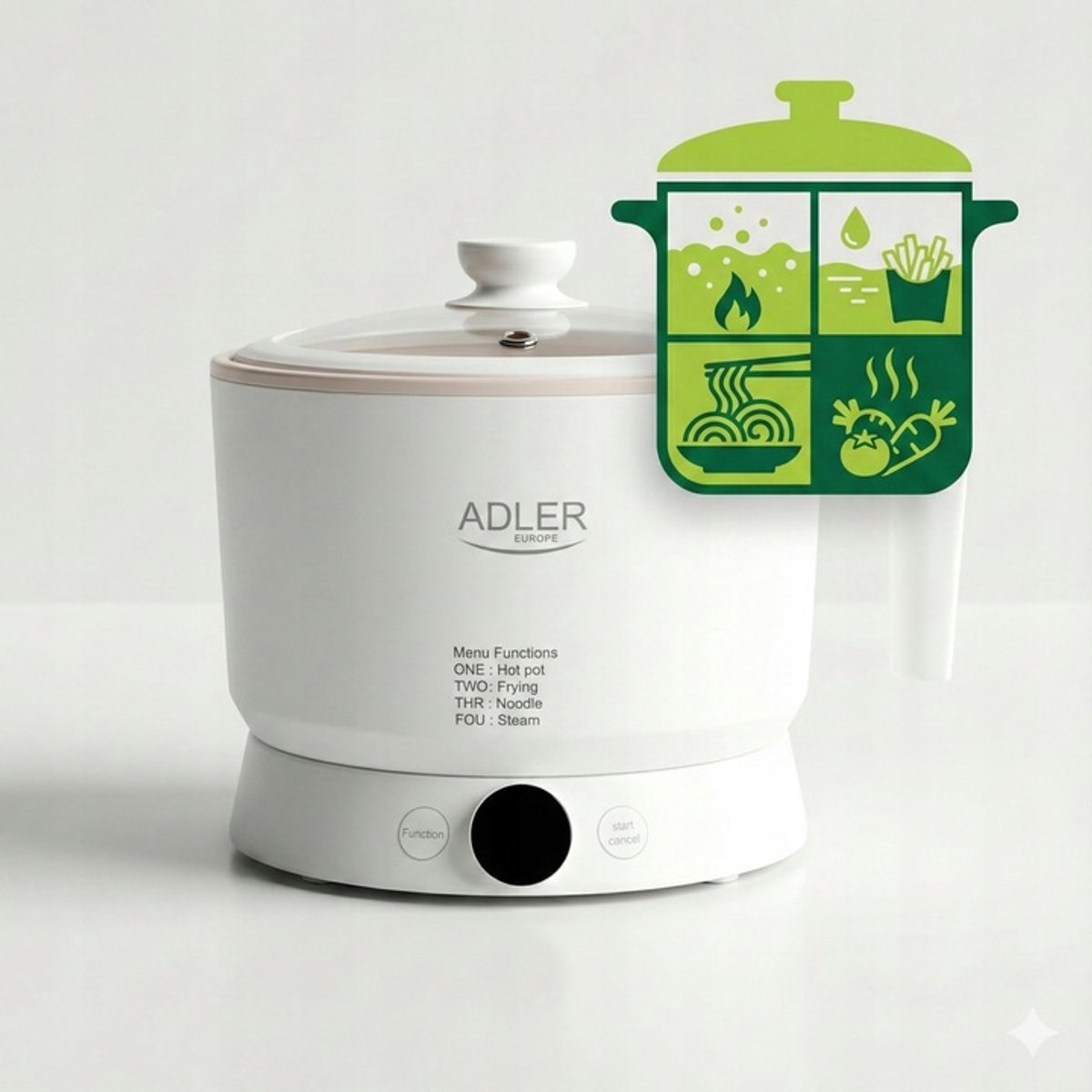 Multicooker 1L – Multifunctionele Elektrische Kookpot – 4 Standen – Adler AD6422 – foto 3