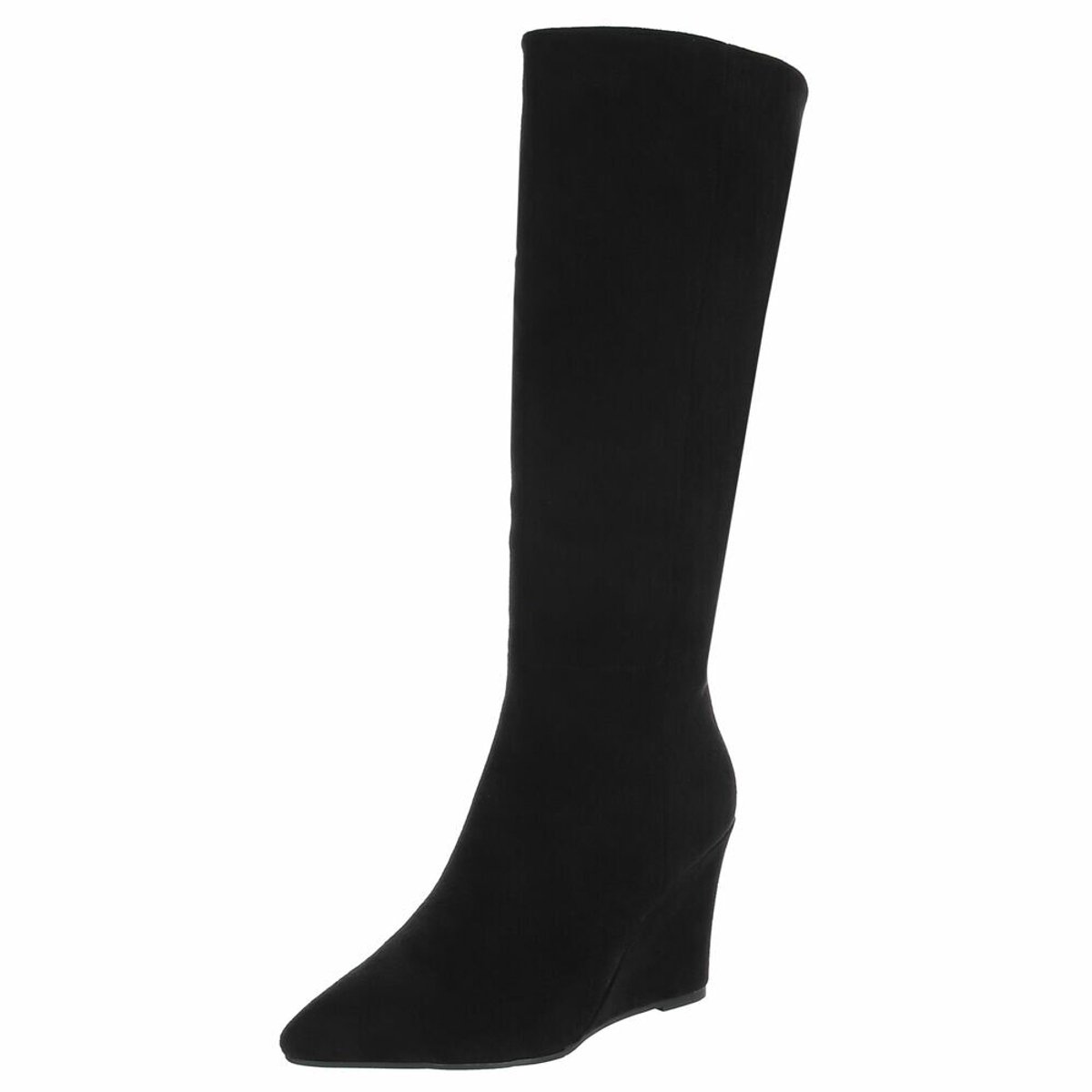 ZoeZo Design - laarzen - lange laarzen - zwart - sleehak - suedine - met rits - maat 37 - hakhoogte 9 cm