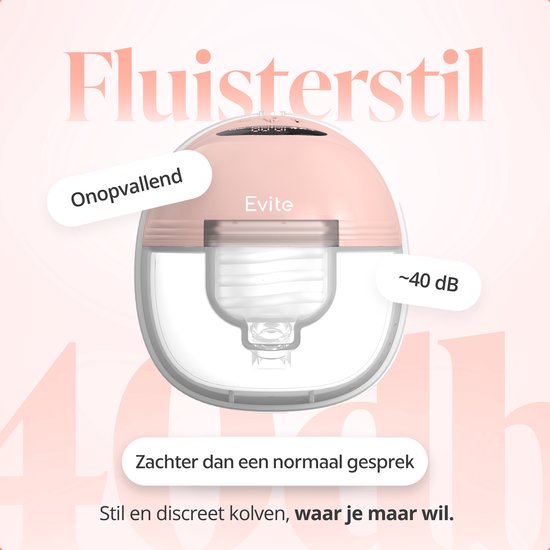 Evite Elektrische Draadloze Borstkolf Slim – Handsfree & Draagbaar – BPA-Vrij – Dubbele Borstkolf – Met E-Book - Inclusief Tas - Roze
