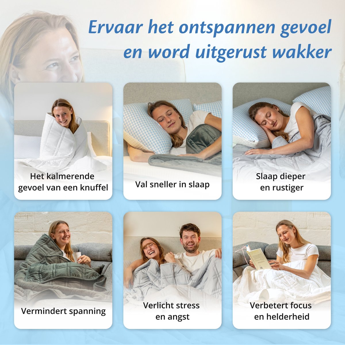 Ella Verzwaringsdeken 9 kg - Fluweel & Sherpa Zwaartedeken OEKO-TEX - Weighted Blanket 135 x 200cm - Verzwaarde Deken - Grijs thumbnail 5