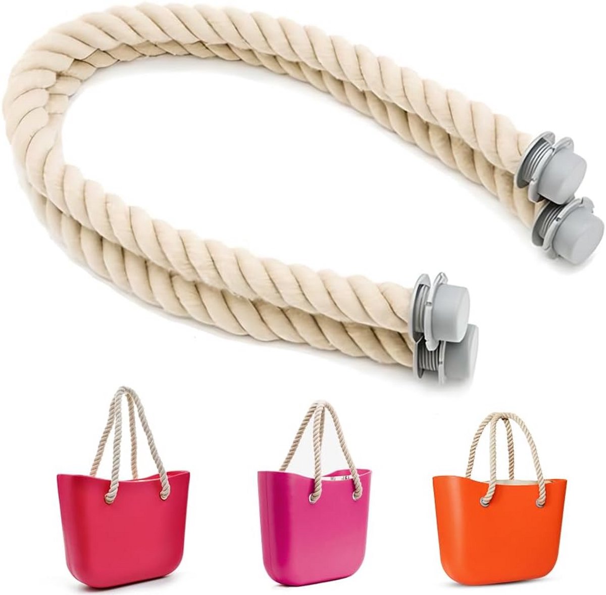 Set van 2 Handvatten voor Tassen met Gespen, 65 cm Lang Douge Touw