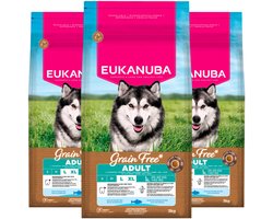 3x Eukanuba Hondenvoer Droog Grain Free Adult Large Oceaanvis 3 kg