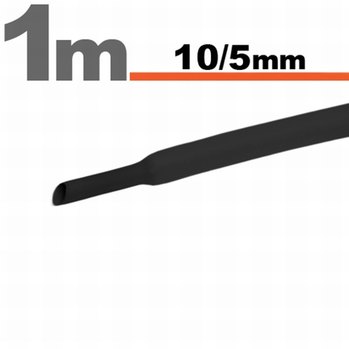 10× 1 Meter Krimpkous Zwart 10 / 5 mm – 10 Stukken Van 1 Meter – Warmtekrimpbuis Voor Isolatie En Kabelbescherming – Geschikt Voor Elektrische Installaties En Reparaties [11023F]