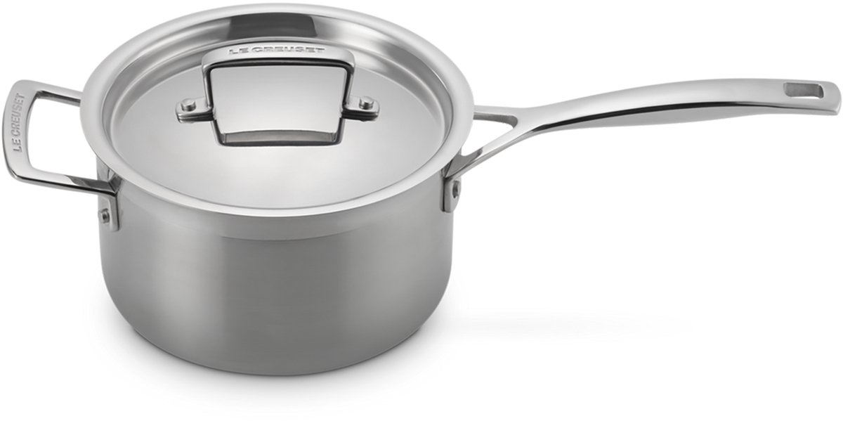 Le Creuset RVS Steelpan met handvat en deksel Ø 18cm 2,8l