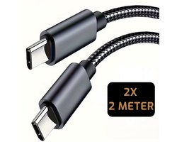 LUKARDIE® 2X 120W Super Fast Charging USB-C naar USB-C Kabel - 6A - Snellaadkabel - Geschikt voor Samsung, Xiaomi, Huawei & iPad Pro - Laden & Dataoverdracht - Siliconen – 2 Meter –