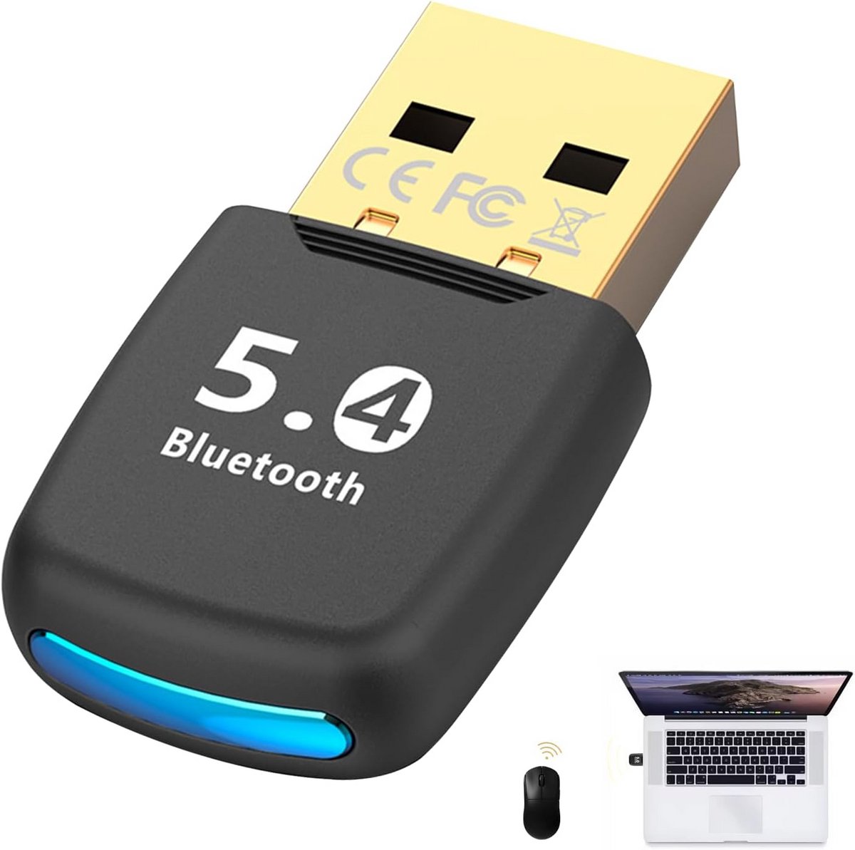 Bluetooth USB Adapter 5.4 voor PC en Laptop - Plug & Play voor Windows 11/10