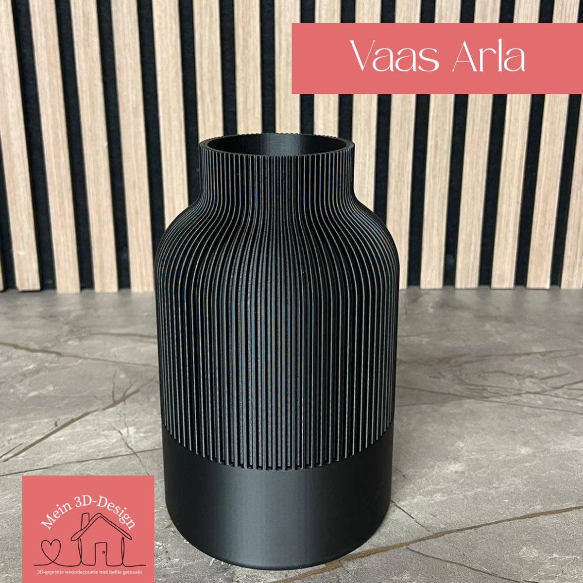 Vaas Arla - Japandi style - 3D geprint - Kunstbloemen - Legobloemen