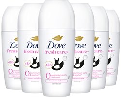Dove - Deodorant Roller - Fresh Care+ 0% Aluminiumzouten - Fresh Invisible - 6 x 50 ml