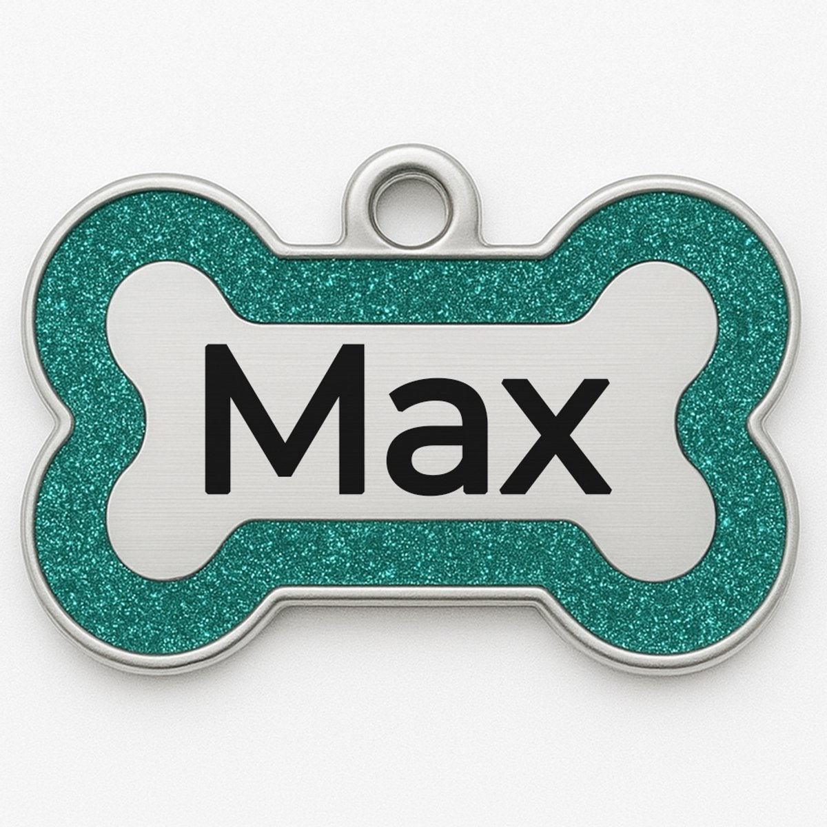 Hondenpenning inclusief graveren - Glitter Groen - Gepersonaliseerd met naam en telefoonnummer - 4cm x 2.5cm - Halsband hond - Hondenriem - Sleutelhanger