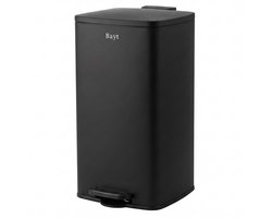 Bayt Prullenbak - Prullenbak 60 Liter - Pedaalemmer 60 Liter - Vuilnisbak 60 Liter - Afvalbak - RVS - Zwart
