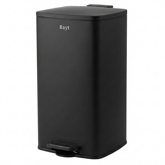 Bayt Prullenbak - Prullenbak 60 Liter - Pedaalemmer 60 Liter - Vuilnisbak 60 Liter - Afvalbak - RVS - Zwart
