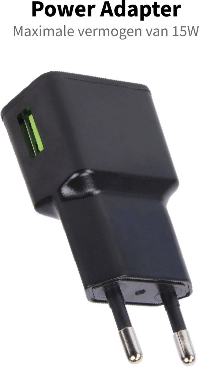 Viewr - 15W USB-A Adapter - Snellader - Zwart - Geschikt voor Samsung Telefoon en Tablet
