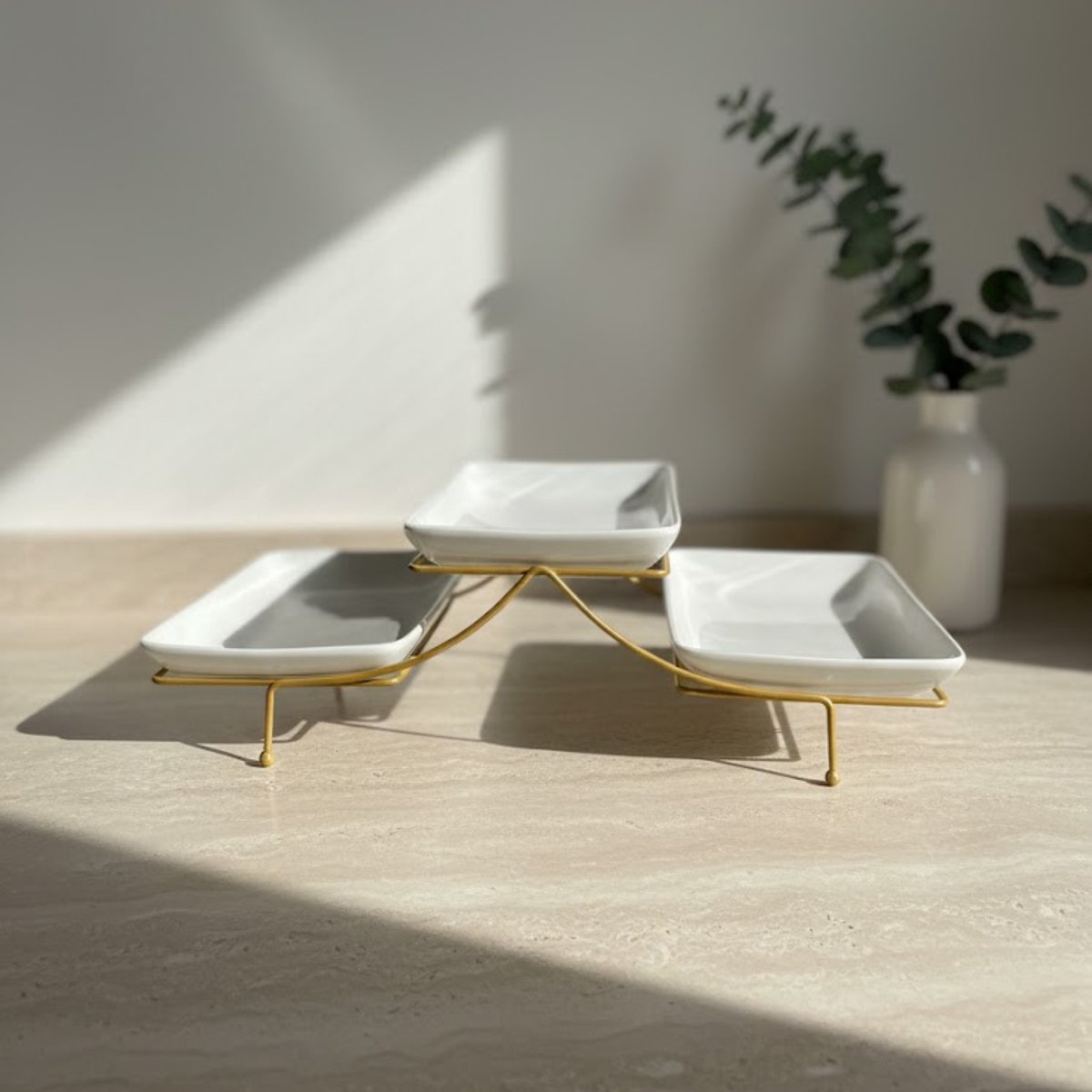 3-delige Serveerschalen Set met Gouden Houder – Decoratieve Schaaltjes en Kommetjes voor Tafel, Nootjes, Hapjes, Snacks, Tapas en Desserts – Luxe Dienbladenset voor Keuken, Eettafel en Woondecoratie – Modern Scandinavisch Design voor Thuis — cadeau in Kookcadeaus - foto 4