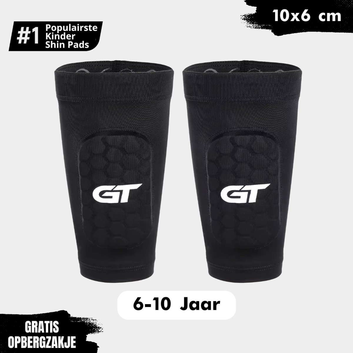 GT Sleeve Shin Pads Junior – 10cm x 6cm - ingebouwd - 6-10 jaar - Ingebouwde Scheenbeschermers - Ultralichte Trainingsaccessoire voor Voetbal – Comfort & Bewegingsvrijheid – Voetbalscheenbeschermers Kind -Unisex – Zwart