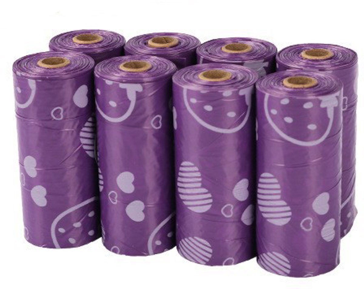 Poepzakjes voor huisdieren - vuilniszakken - paars - 8 stuks