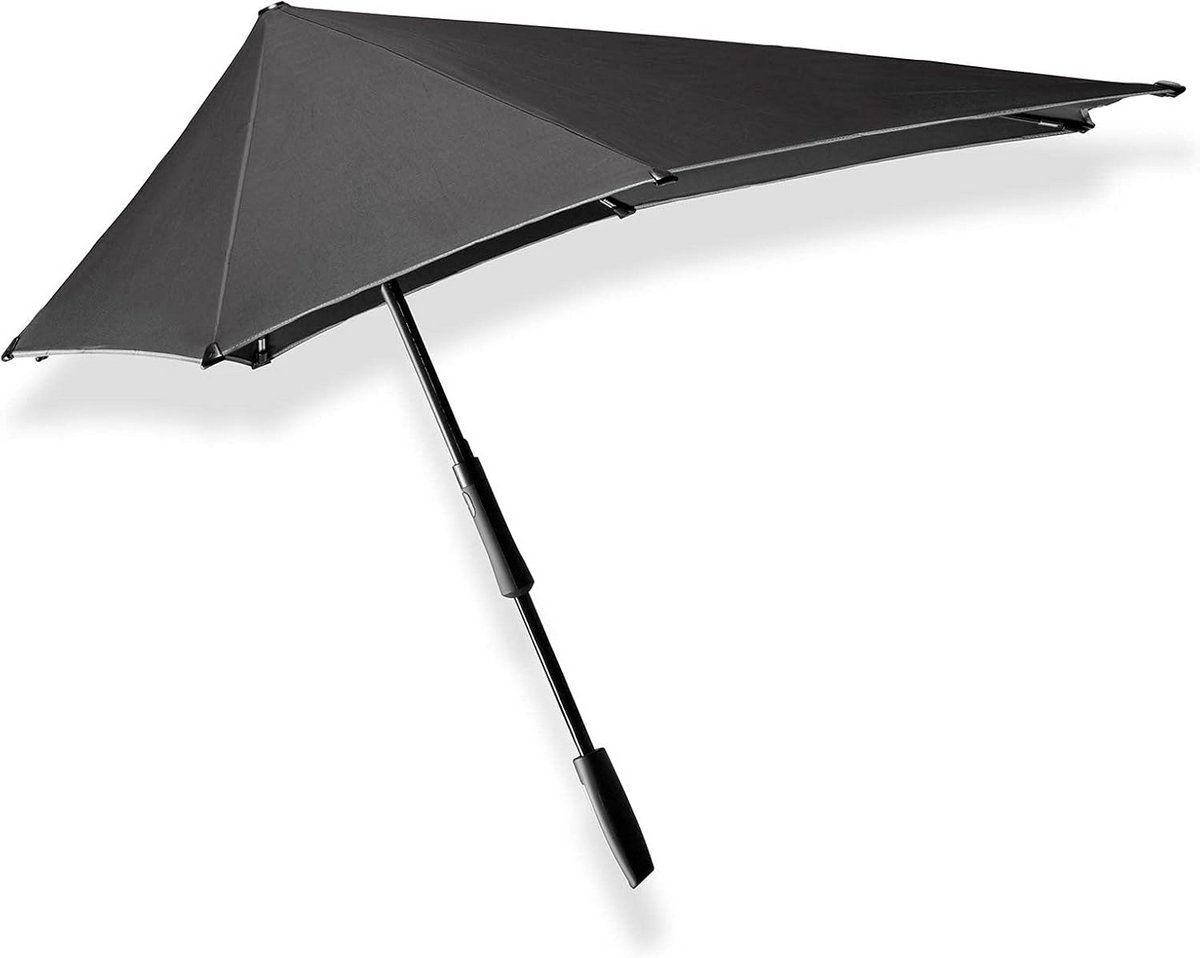 Large windbestendige paraplu met handmatige vouwfunctie - 94 x 94 cm - Zwart reflecterend