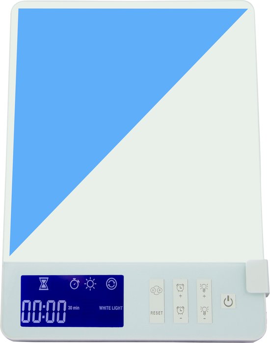 LIROMA® Daglichtlamp - Blauw en Wit licht - 10.000 LUX - Timer - Lichttherapie - Bureaulamp
