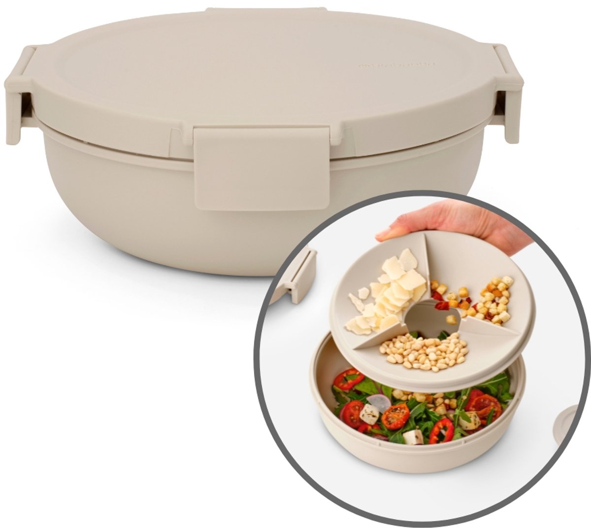 Brabantia Make & Take Salade Lunchbox To Go - 1,3 l - Kunststof - Soft Beige