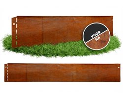 GartenAZ Borderrand - Gazonrand van Cortenstaal - Flexibele Montage - Bruin - 100 cm x 20 cm (10 stuks)