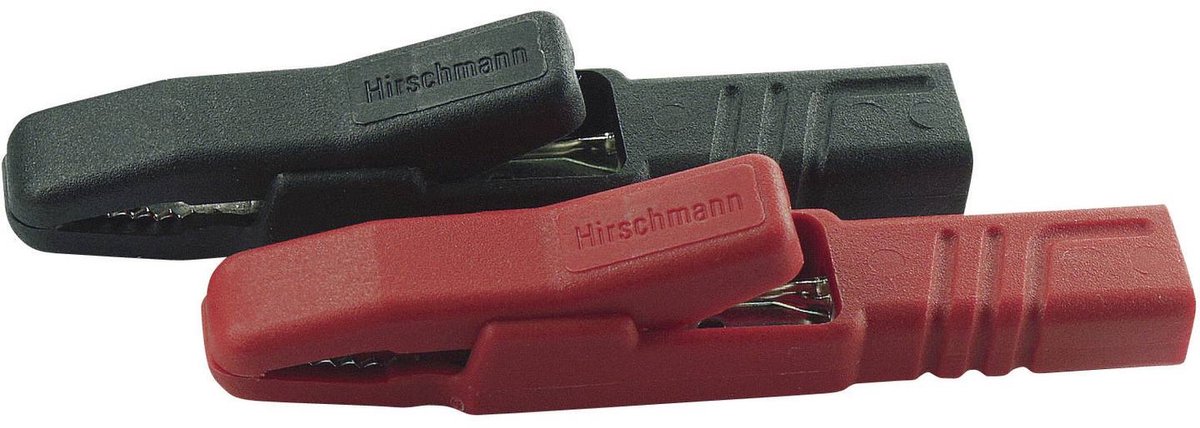 SKS Hirschmann AK 2 S Set Krokodillenklemmenset Steekaansluiting 4 mm CAT I Zwart, Rood