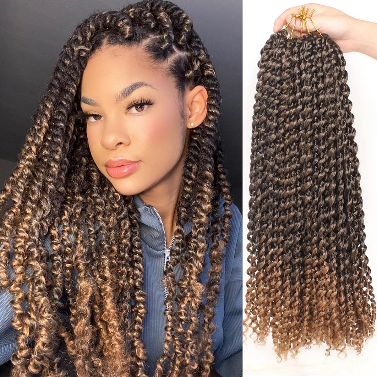 18 inch passion twist haarverlengingen waterwave 7 packs 22 strengen per pack
