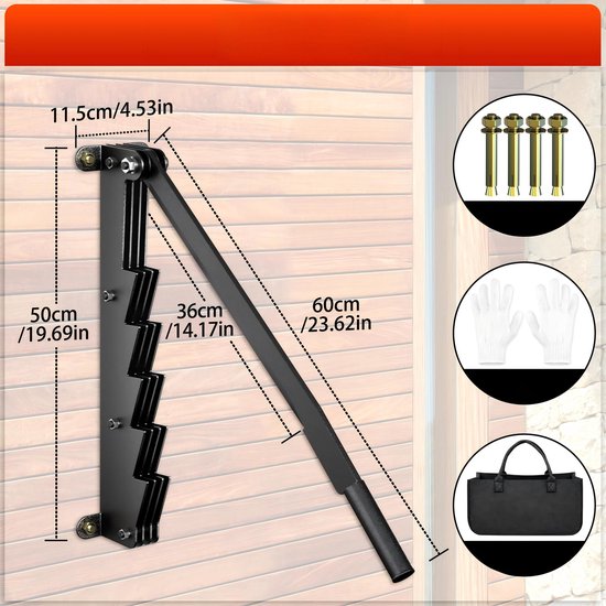 Aufun Wandgemonteerde Houtkloofmachine – 36 cm Blad Robuust Met Opbergtas — afbeelding 5