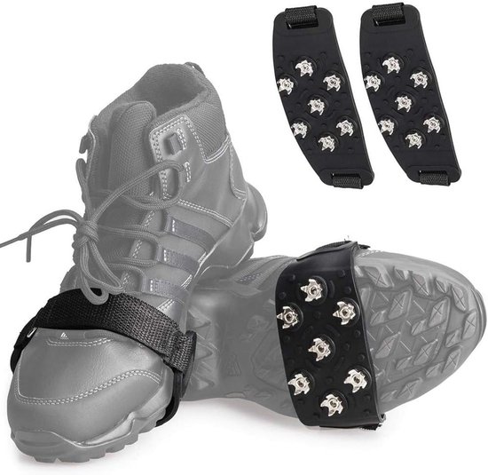 Anti Slip Sneeuwzolen - 1 Paar - Sneeuwijzers - Antislip - Grip Schoenspikes - Veilig Lopen Op Sneeuw En Ijs - Stijgijzers Voor Bergschoenen - Met 7 Spikes Voor Extra Grip - Ijsklauwen voor Schoenen, Sneeuw en Ijspikes16x6cm