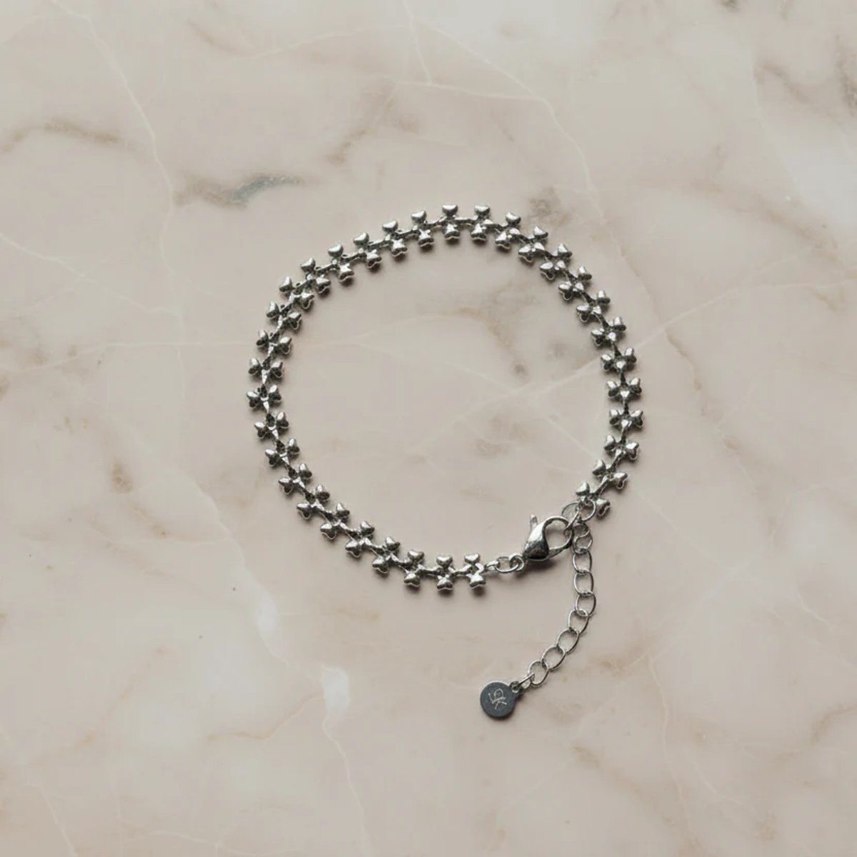 Armband zilverkleurig – Schakel & hartjes – Stainless steel dames armband – SK Sieraden
