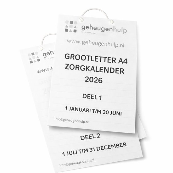 Grootletter Dagkalender - scheurkalender-A4 - 2026 - Zorgkalender- 2 delen