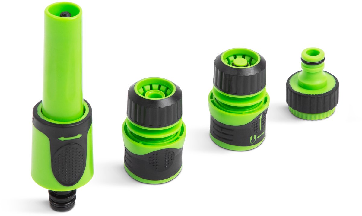 Verstelbare Tuinsproeier Set – Tuin Irrigatie & Bewatering – Regelbare Sproeikop met Quick Connect – Rubberen Tuinspuit voor 1/2 inch Tuinslang – Compleet Bewateringsaccessoire voor Tuin & Planten - 1 Stuks [11677]