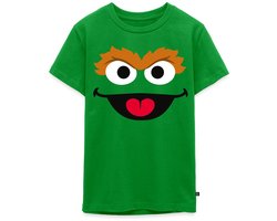 Sesamstraat Oscar Gezicht Kostuum Premium T-Shirt Tiener