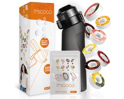 It'sgood - Geurwater Drinkfles - ZWART - Geur Waterfles - Fruit Flavors – Drink Up & Breathe the Air of Taste - Geurwater Drinkfles - Inclusief 8 Pods - 650 ml - Tritan - BPA-vrij - Starterskit - Start Up Set - Starterset - Aromacapsules 0 suiker