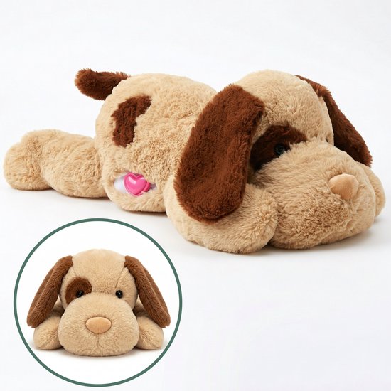 Casa Goods® Verzwaringsknuffel - Verzwaarde knuffel met hartslag - Weighted stuffed animal - Zware knuffel - Hond - 62cm - 2kg