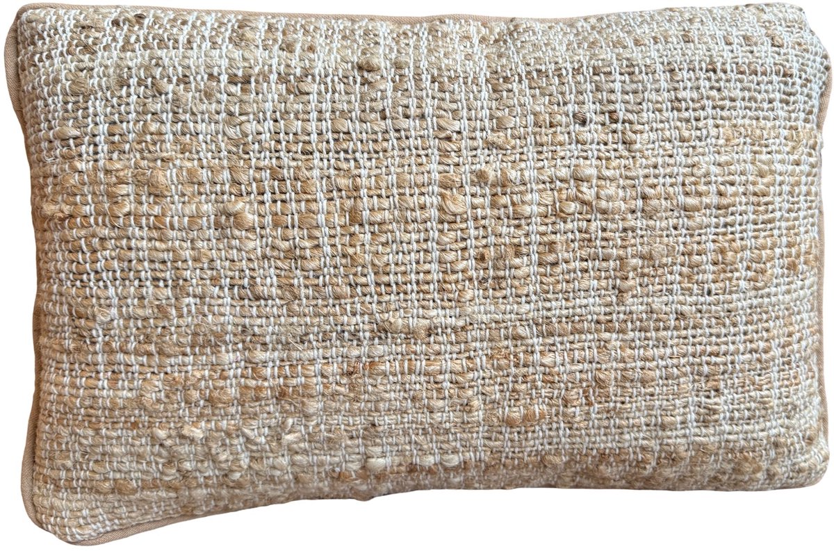 Rocaflor - Sierkussen - Jute - Panja - geweven - bruin - rechthoek - 50x30cm - natuurlijk