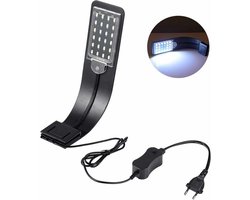GELLDG Aquariumverlichting - Aquariumlampen - Aquariumlampclips - Ultradunne aquariumlampen - Met wit en blauw licht - LED-aquariumlampen - Zwart